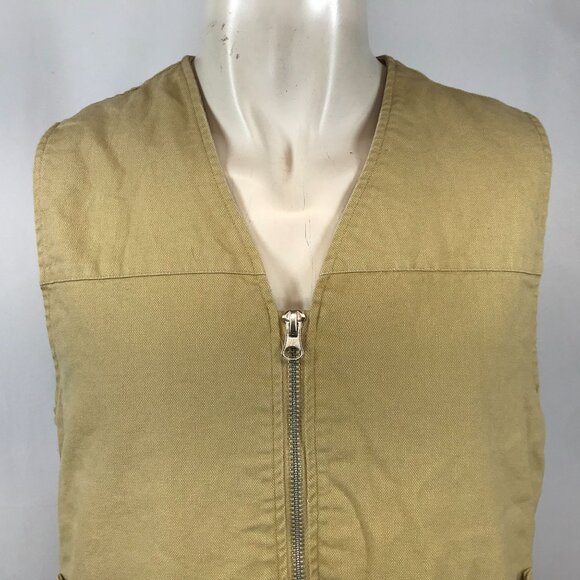 PACSUN ~ MENS SMALL ~ TAN CANVAS FULL ZIP LINED VEST CHORE COAT CARGO - Picture 2 of 7